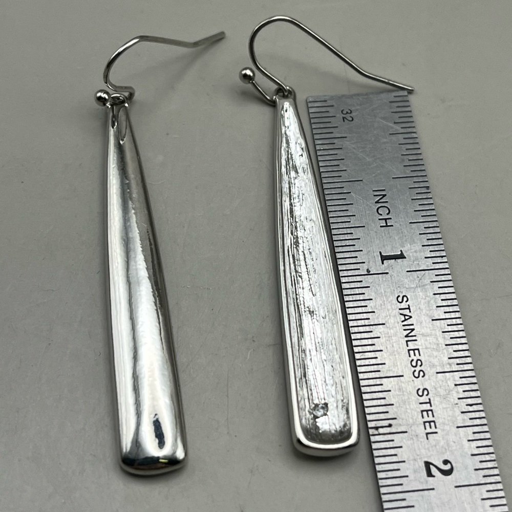Elegant Silver Tone Drop Earrings - Picture 2 of 2